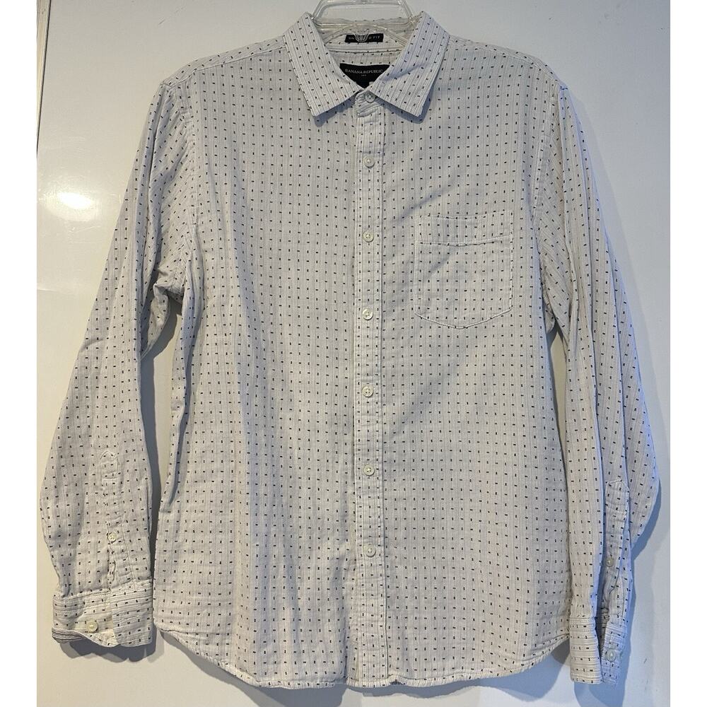 Banana Republic Untucked Shirt Blue Dress Shirt Button Up Long Sleeve Men Large